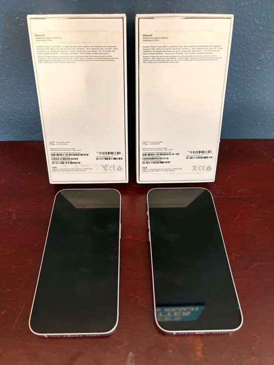 2 Apple iPhone 14’s/Lavender w/Dual Rear Cameras/128GB/GREAT Condition-w/Boxes🤩 - Picture 3 of 10